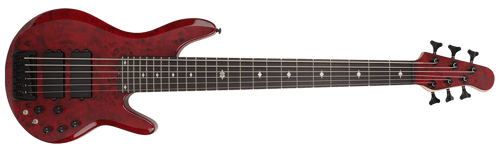 pinnacle 6 cherry bass guitar front