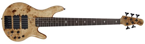 pinnacle 5 bass guitar nat burl front