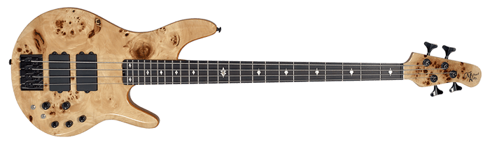 Pinnacle 4 bass guitar natural burl front