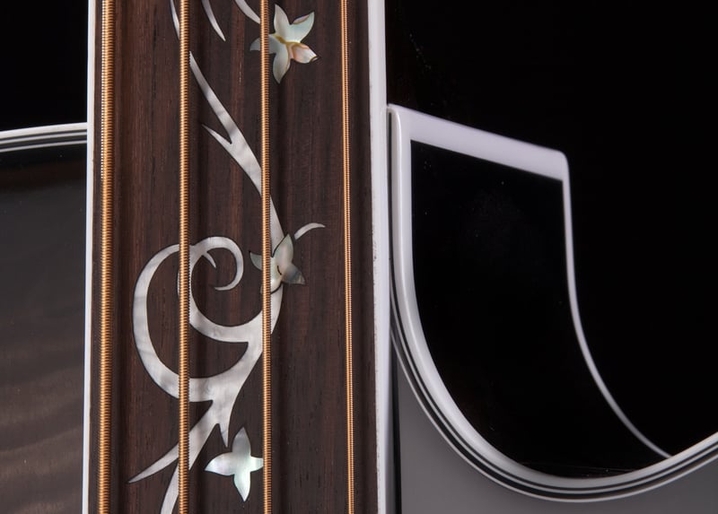 Dragonyfly 4 Fretless Inlay Closerup