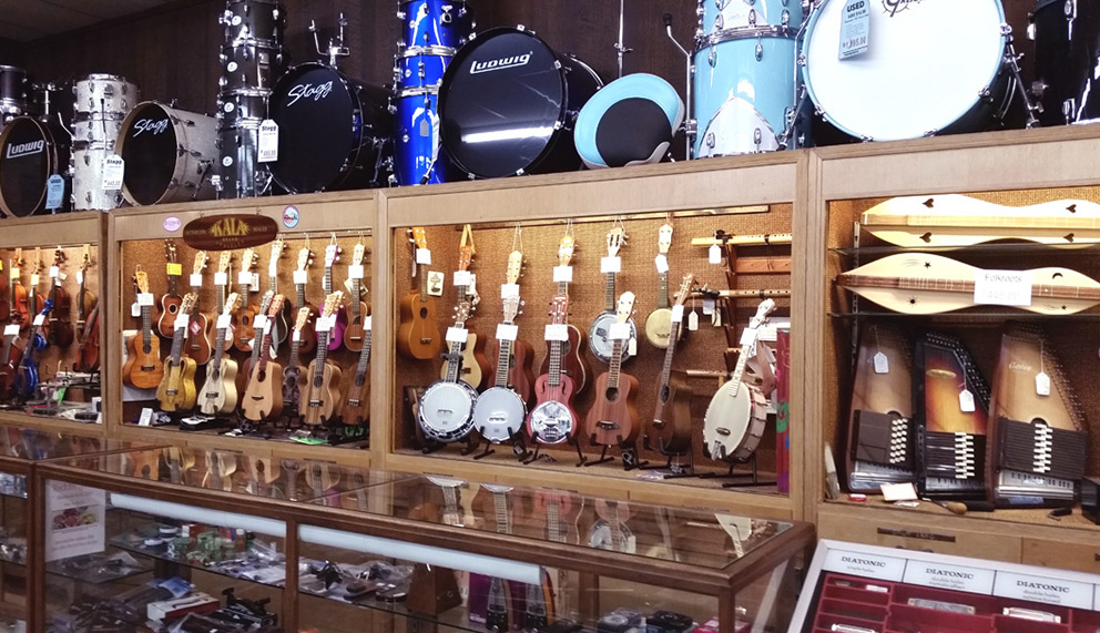 Ukuleles and guitar accessories at Arthur's Music Store
