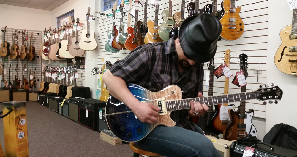 Michael Kelly Patriot Eclipse electric guitar in action at Pfabe's Music