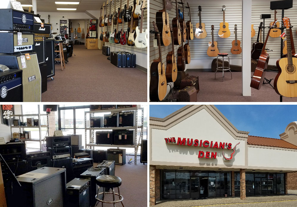 Electric guitars, acoustic guitars, and amplifiers at The Musician's Den