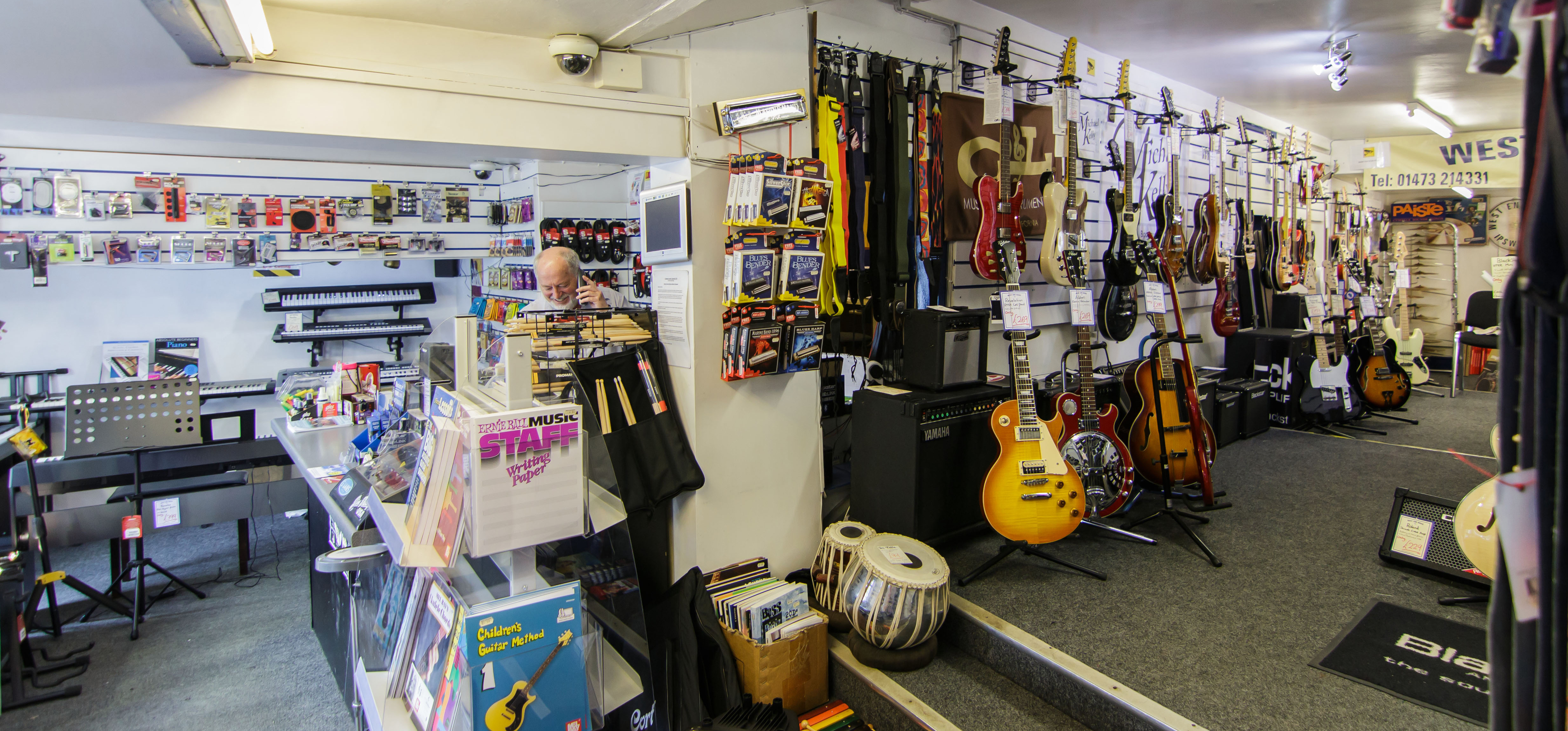 West End Music store has guitar accessories, straps, amplifiers, music books, and more