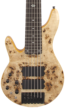 Pinnacle 5 Lefty bass guitar natural burl